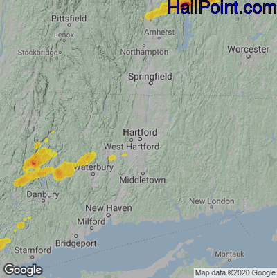 Hail Map for Hartford, CT Region on July 21, 2022 