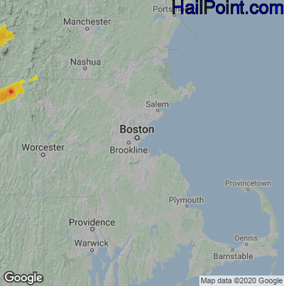 Hail Map for Boston, MA Region on July 21, 2022