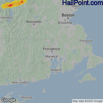 Hail Map for Providence, RI Region on July 21, 2022 