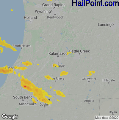 Hail Map for Kalamazoo, MI Region on July 21, 2022 
