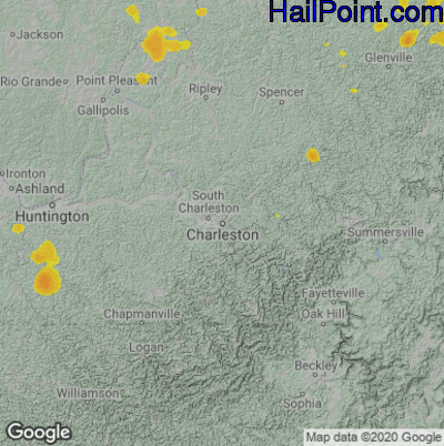 Hail Map Charleston, WV July 23, 2022 
