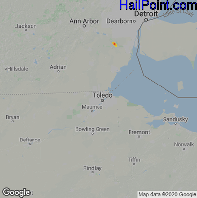 Hail Map for Toledo, OH Region on July 24, 2022 