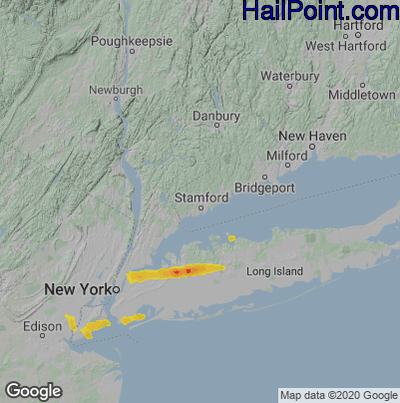 Hail Map for Stamford, CT Region on July 25, 2022 
