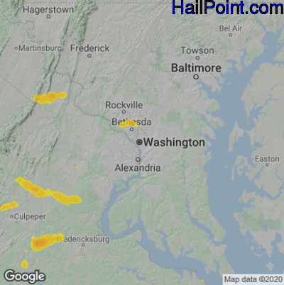 Hail Map for Washington, DC Region on July 25, 2022 