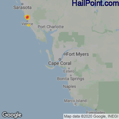 Hail Map for Cape Coral, FL Region on July 26, 2022 