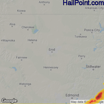 Hail Map for Enid, OK Region on July 29, 2022 