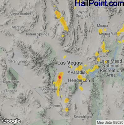 Hail Map for Las Vegas, NV Region on July 29, 2022