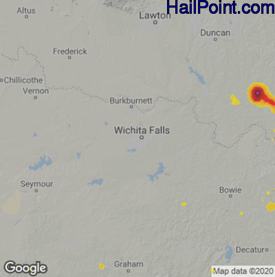 Hail Map for Wichita Falls, TX Region on July 29, 2022