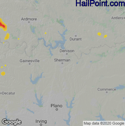 Hail Map for Sherman, TX Region on July 29, 2022