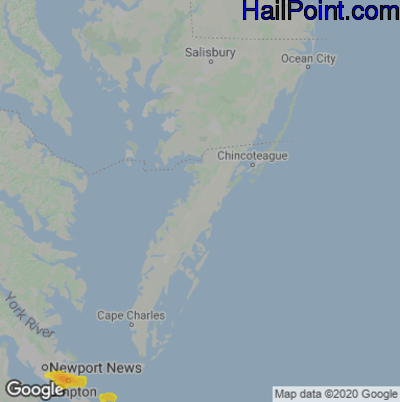 Hail Map for Parksley, DE Region on August 1, 2022