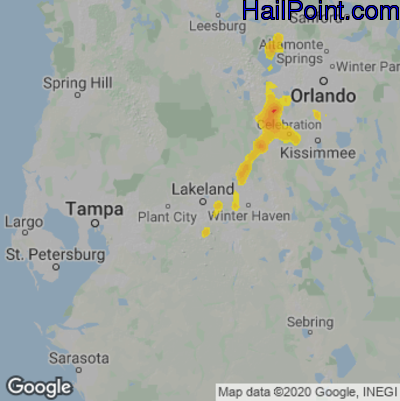 Hail Map for Lakeland, FL Region on August 2, 2022