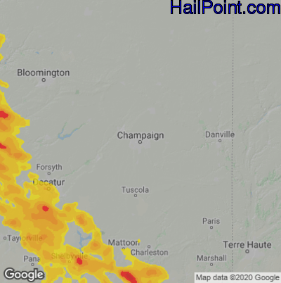 Hail Map for Champaign, IL Region on August 2, 2022 