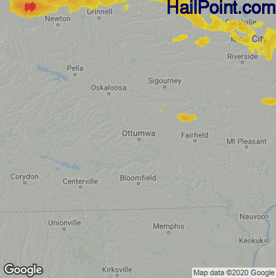 Hail Map for Ottumwa, IA Region on August 2, 2022 