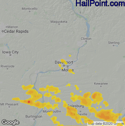 Hail Map for Davenport, IA Region on August 2, 2022