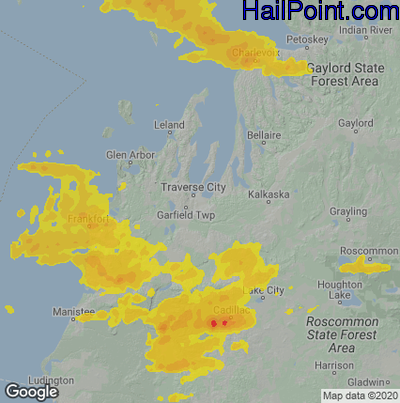 Hail Map for Traverse City, MI Region on August 3, 2022
