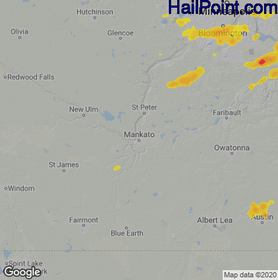 Hail Map for Mankato, MN Region on August 3, 2022 