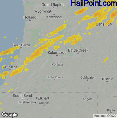 Hail Map for Kalamazoo, MI Region on August 3, 2022 
