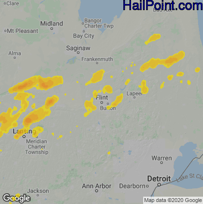 Hail Map for Flint, MI Region on August 3, 2022 