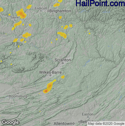 Hail Map for Scranton, PA Region on August 4, 2022
