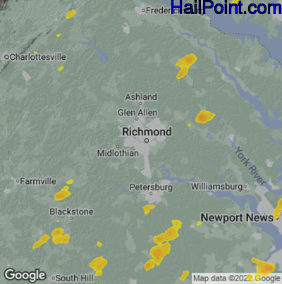 Hail Map for Richmond, VA Region on August 4, 2022
