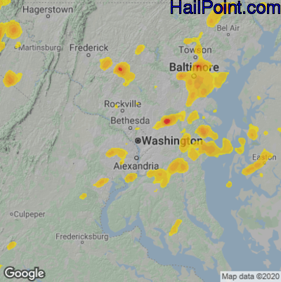 Hail Map for Washington, DC Region on August 4, 2022 