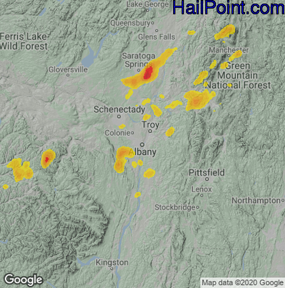 Hail Map for Albany, NY Region on August 4, 2022