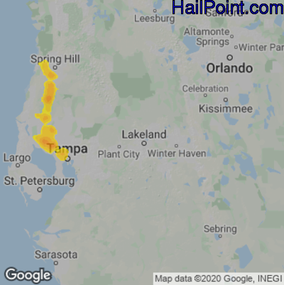 Hail Map for Lakeland, FL Region on August 4, 2022