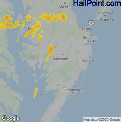 Hail Map for Salisbury., MD Region on August 4, 2022
