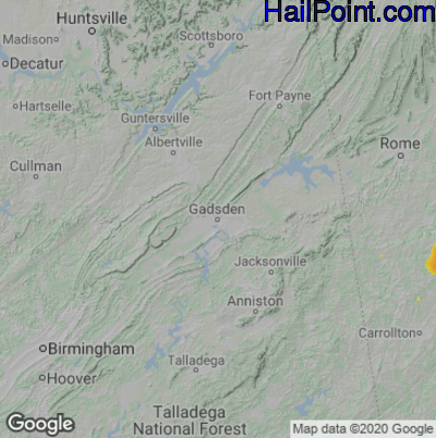 Hail Map for Gadsen, AL Region on August 5, 2022 