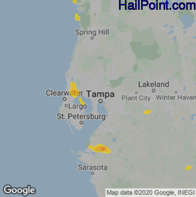 Hail Map for Tampa, FL Region on August 5, 2022