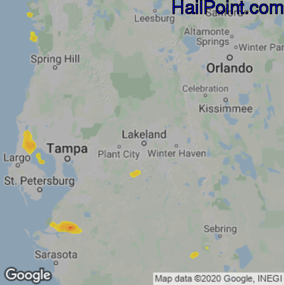Hail Map for Lakeland, FL Region on August 5, 2022