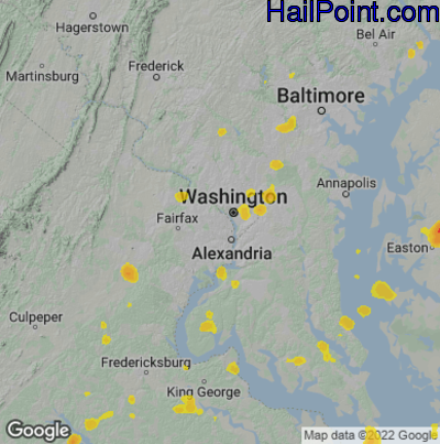 Hail Map for Arlington, VA Region on August 5, 2022 