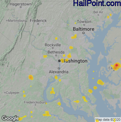Hail Map for Washington, DC Region on August 5, 2022