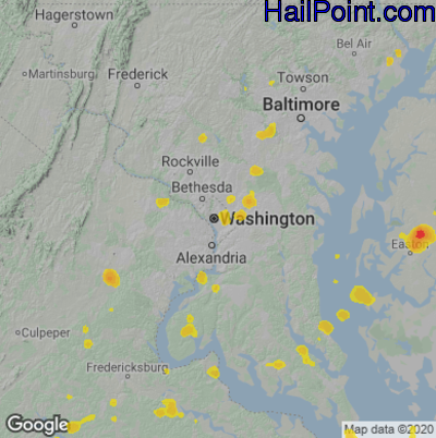 Hail Map for Washington, DC Region on August 5, 2022 