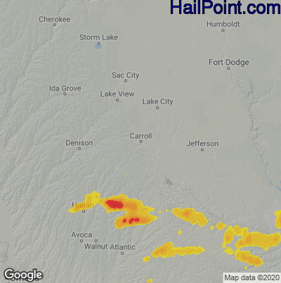 Hail Map for Carroll, IA Region on August 7, 2022 
