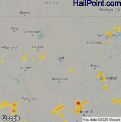 Hail Map for Enid, OK Region on August 9, 2022 