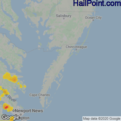 Hail Map for Parksley, DE Region on August 10, 2022