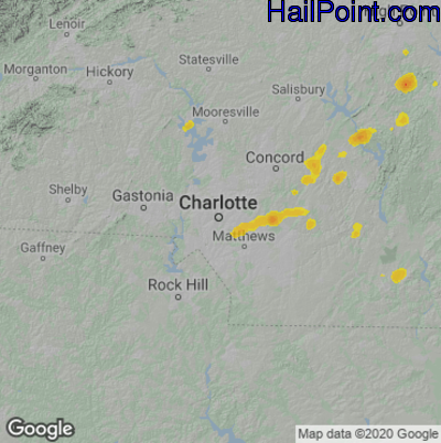 Hail Map for Charlotte, NC Region on August 10, 2022