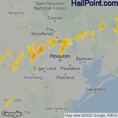 Hail Map for Houston, TX Region on August 10, 2022