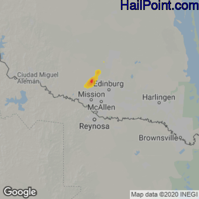 Hail Map for McAllen, TX Region on August 11, 2022