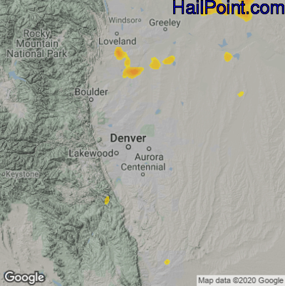 Hail Map for Denver, CO Region on August 14, 2022 