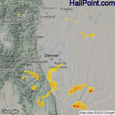 Hail Map for Denver, CO Region on August 15, 2022