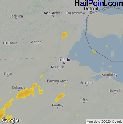 Hail Map for Toledo, OH Region on August 19, 2022