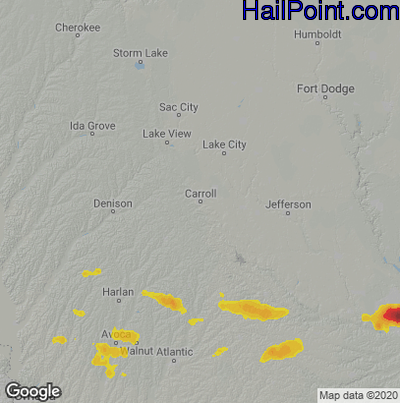 Hail Map for Carroll, IA Region on August 19, 2022 