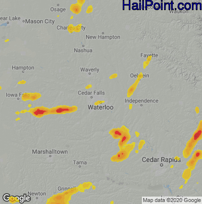 Hail Map for Waterloo, IA Region on August 19, 2022 