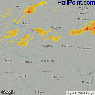 Hail Map for Ottumwa, IA Region on August 19, 2022 