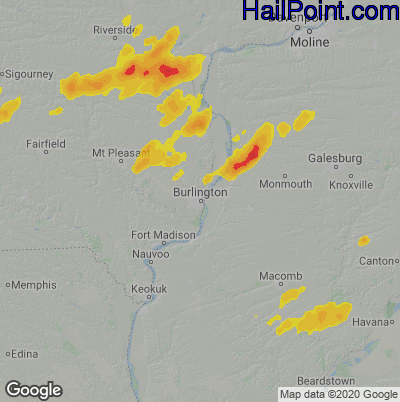 Hail Map for Burlington, IA Region on August 19, 2022 