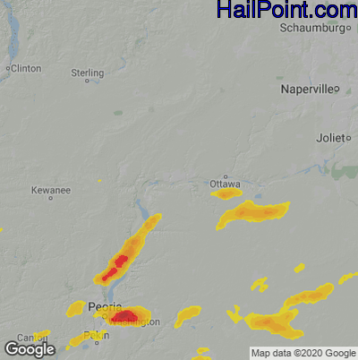 Hail Map for Peru, IL Region on August 20, 2022 
