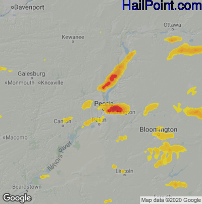 Hail Map for Peoria, IL Region on August 20, 2022