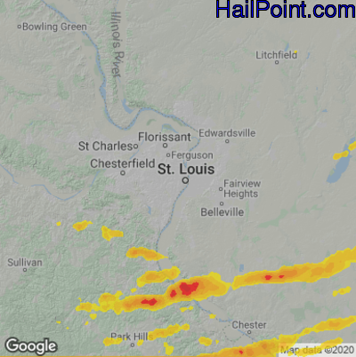 Hail Map for St. Louis, MO Region on August 20, 2022